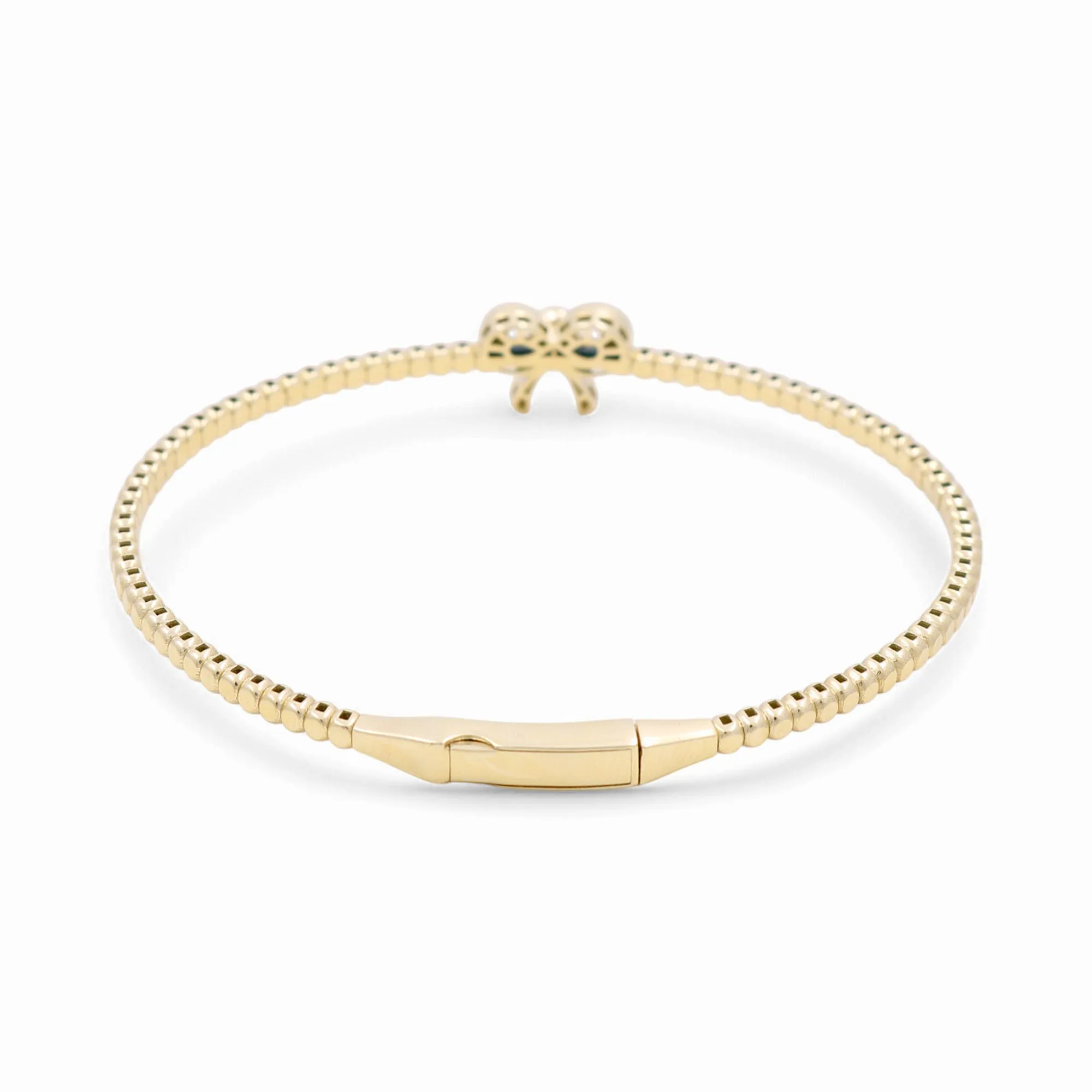 10K Yellow Gold Semisolid Women’s Bangle Bracelet with Ribbon / Weight: 7 GR / CPBB0RB