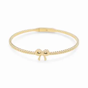 10K Yellow Gold Semisolid Women’s Bangle Bracelet with Ribbon / Weight: 7 GR / CPBB0RB