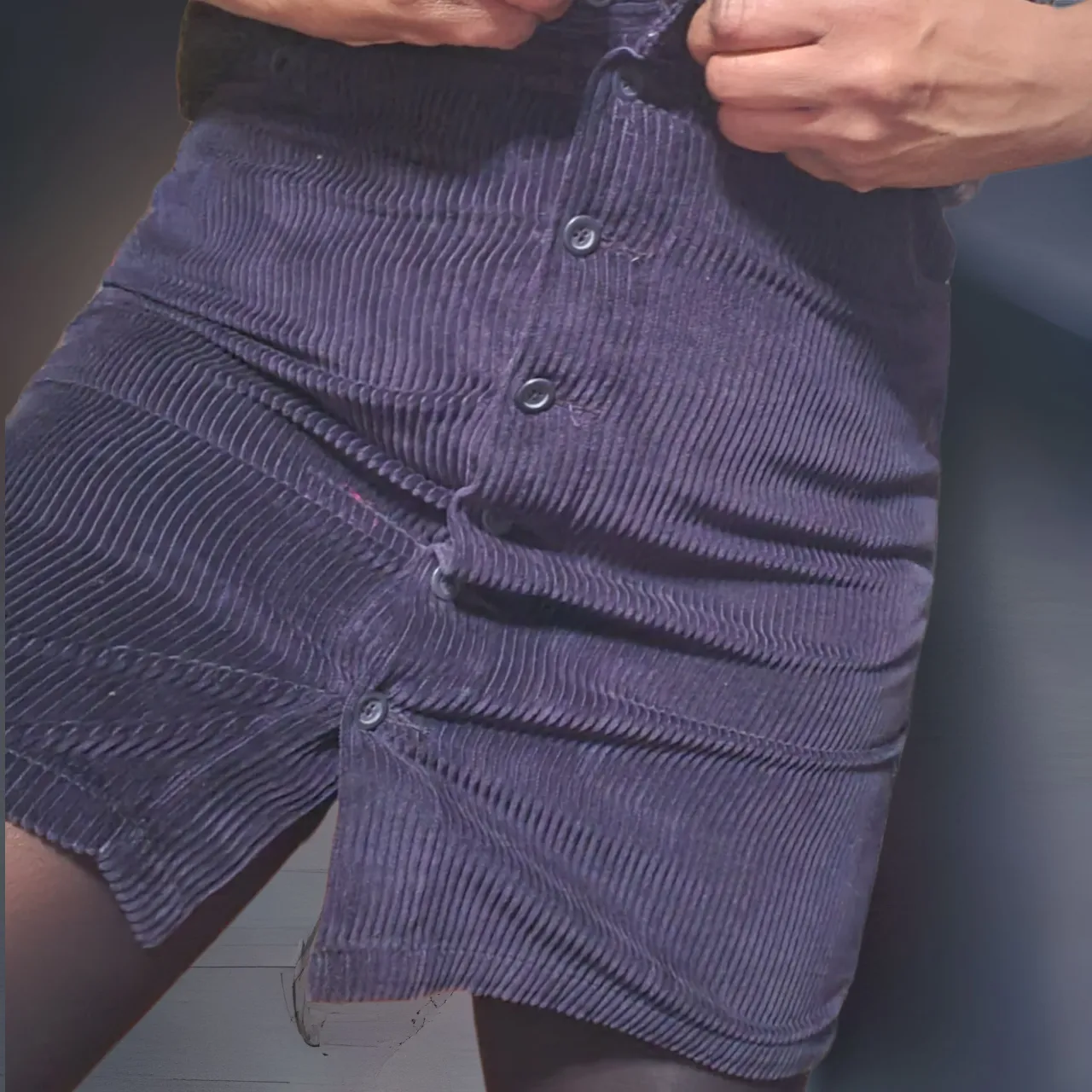 90s Eddie Bauer Vintage Navy Blue Whale Courduroy Mini Skirt Size 10