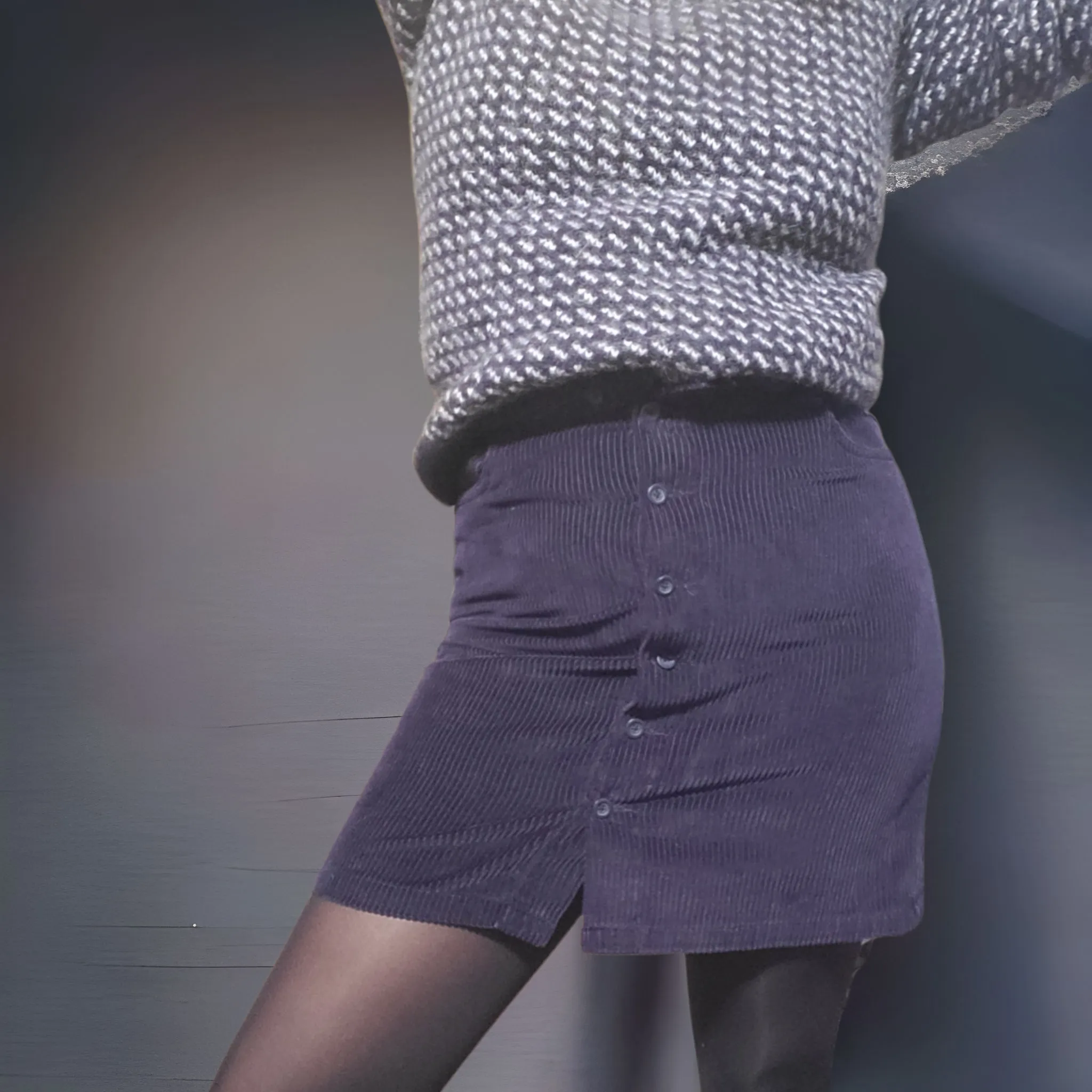 90s Eddie Bauer Vintage Navy Blue Whale Courduroy Mini Skirt Size 10