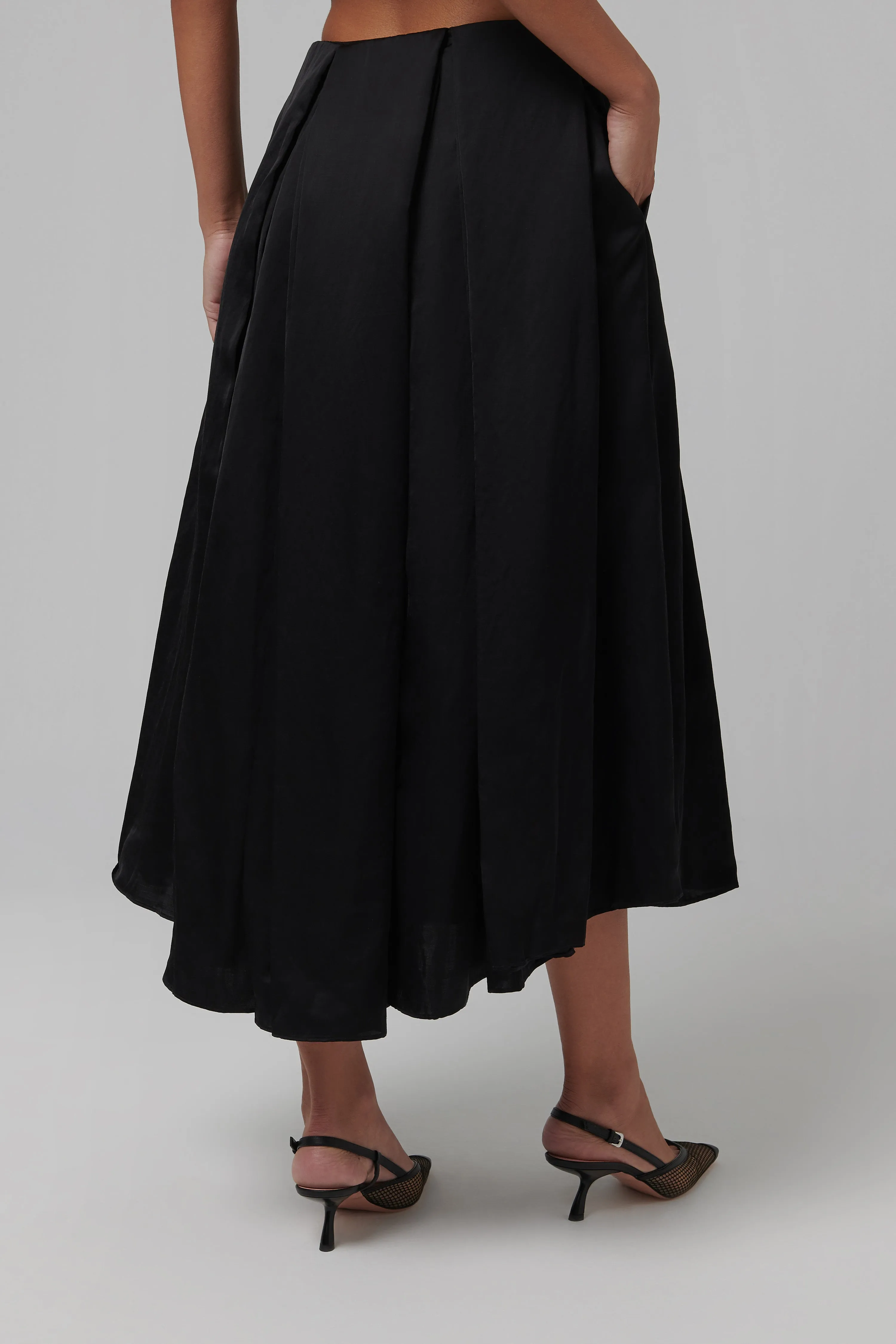 Black Elodie Midi Skirt