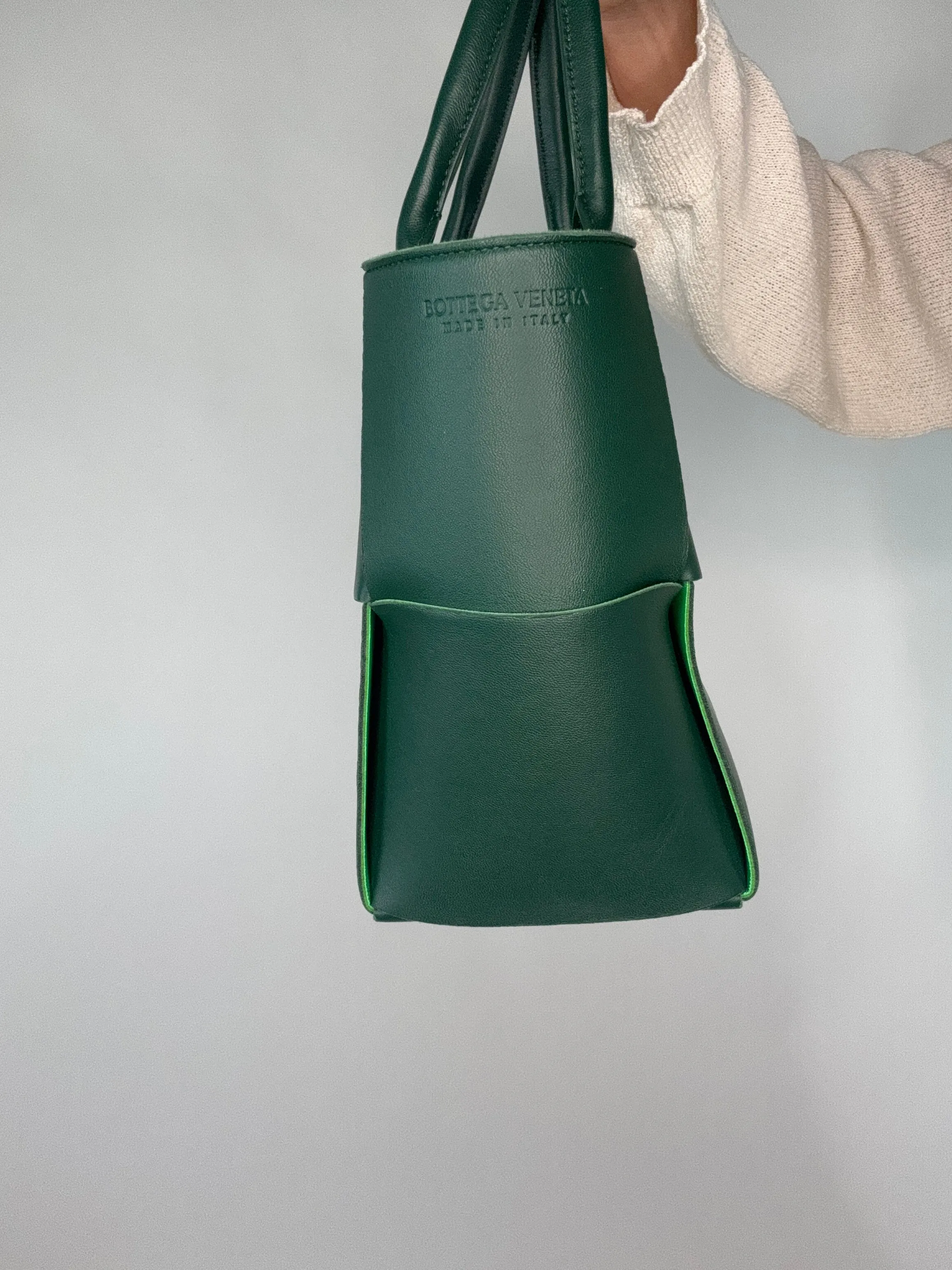 Bottega Veneta Small Green Arco Bag With Pouch