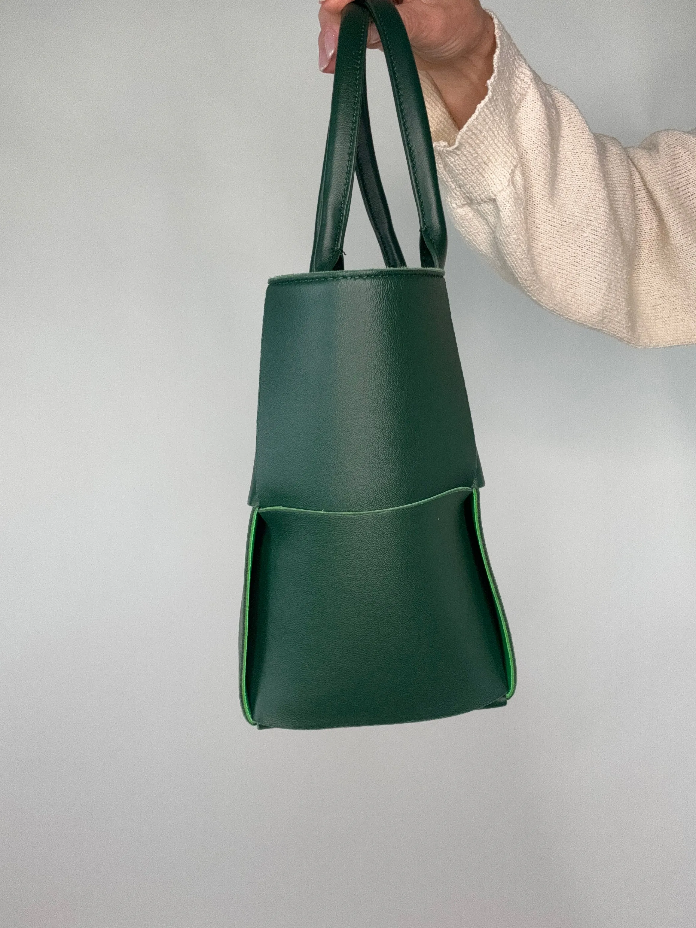 Bottega Veneta Small Green Arco Bag With Pouch