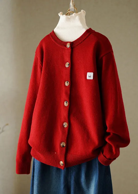 Boutique Green O-Neck Embroideried Button Knitted Cotton Thread Cardigans Fall HA1009