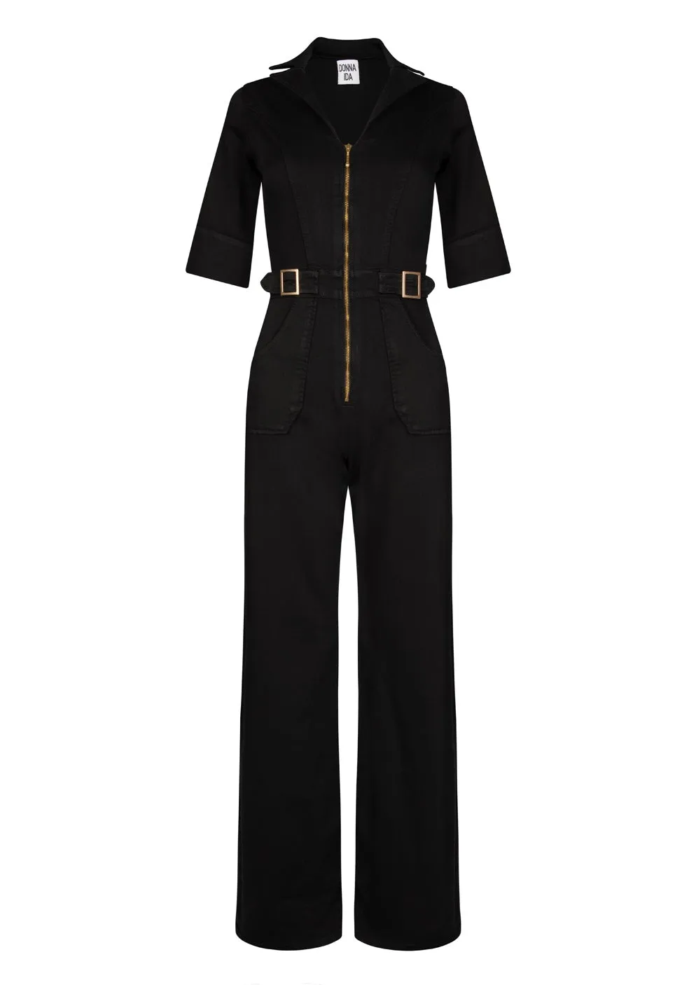 Cassandra The Extra Body Length Flared Jumpsuit | Blackest [TALL]
