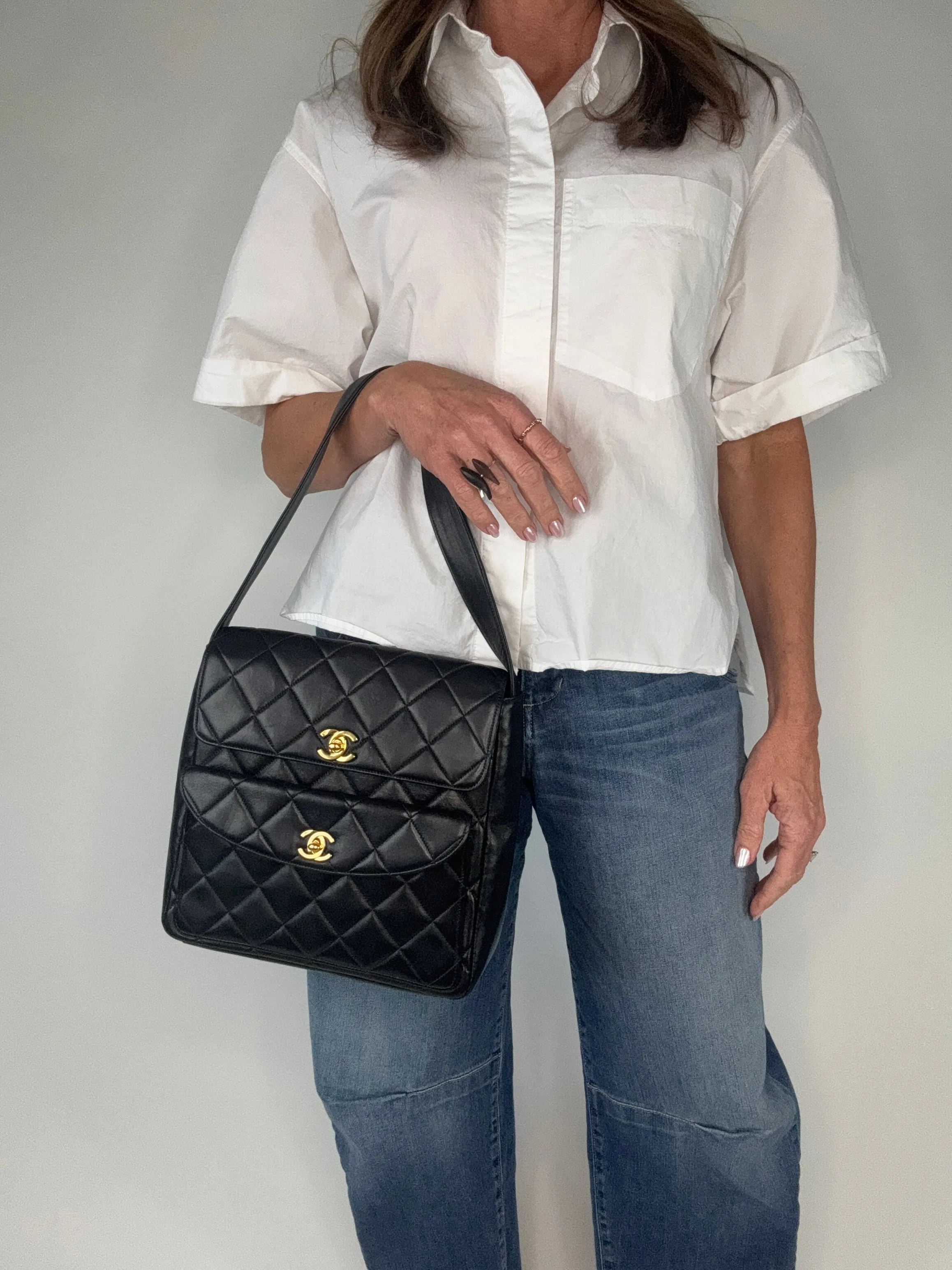 Chanel Vintage Double Turnlock Ulta Rare Lambskin Bag