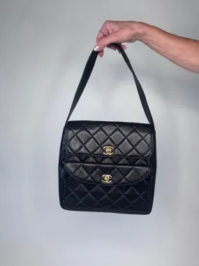 Chanel Vintage Double Turnlock Ulta Rare Lambskin Bag