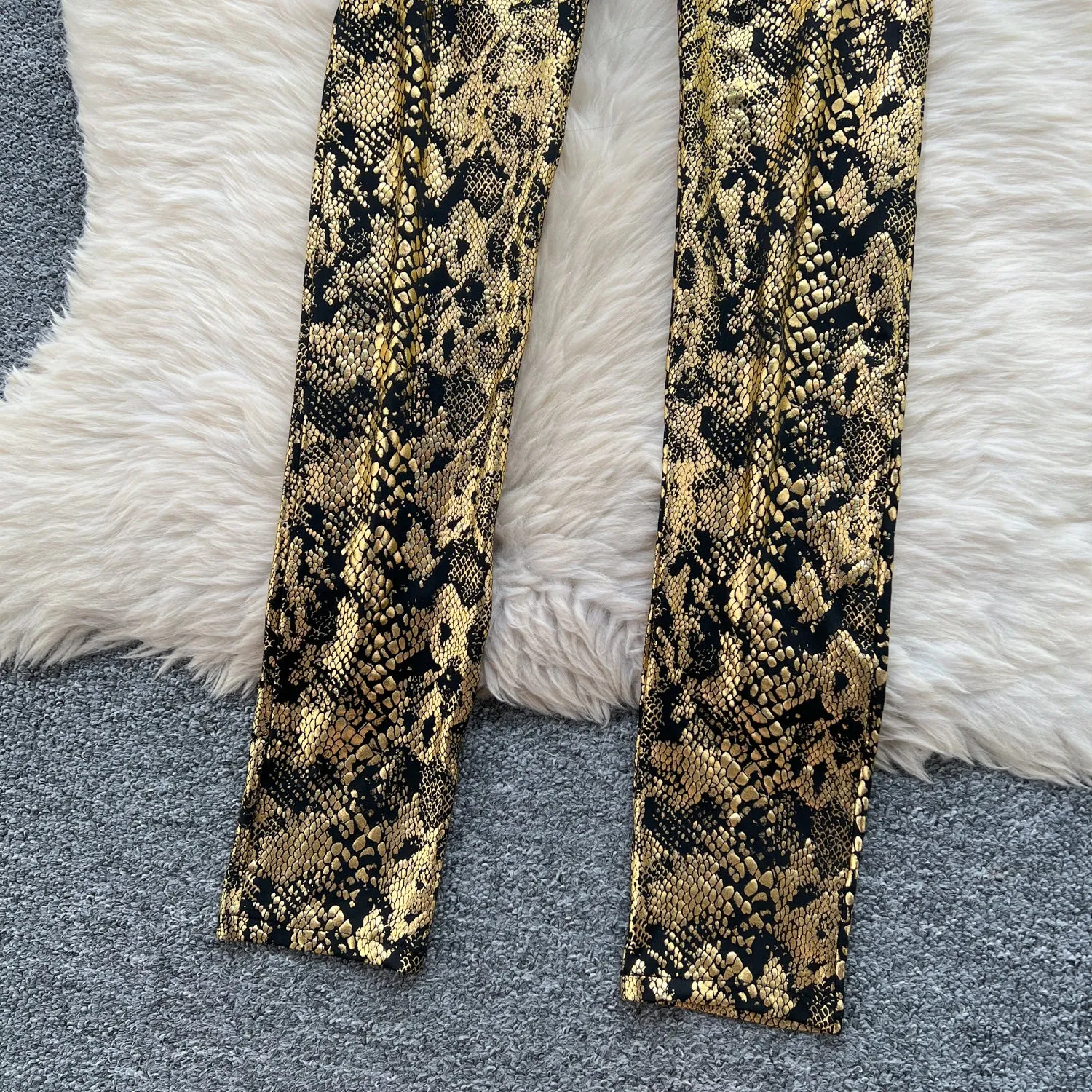 Chic Gold Stamped Slip Jumpsuits