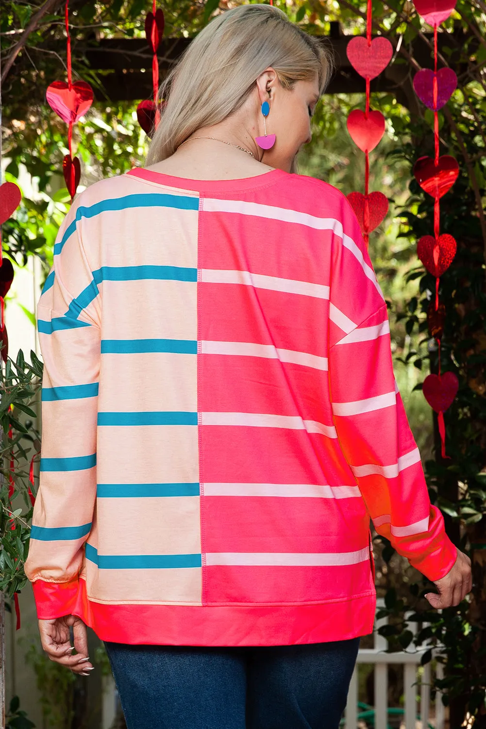Color Block Crewneck Plus Size T Shirt