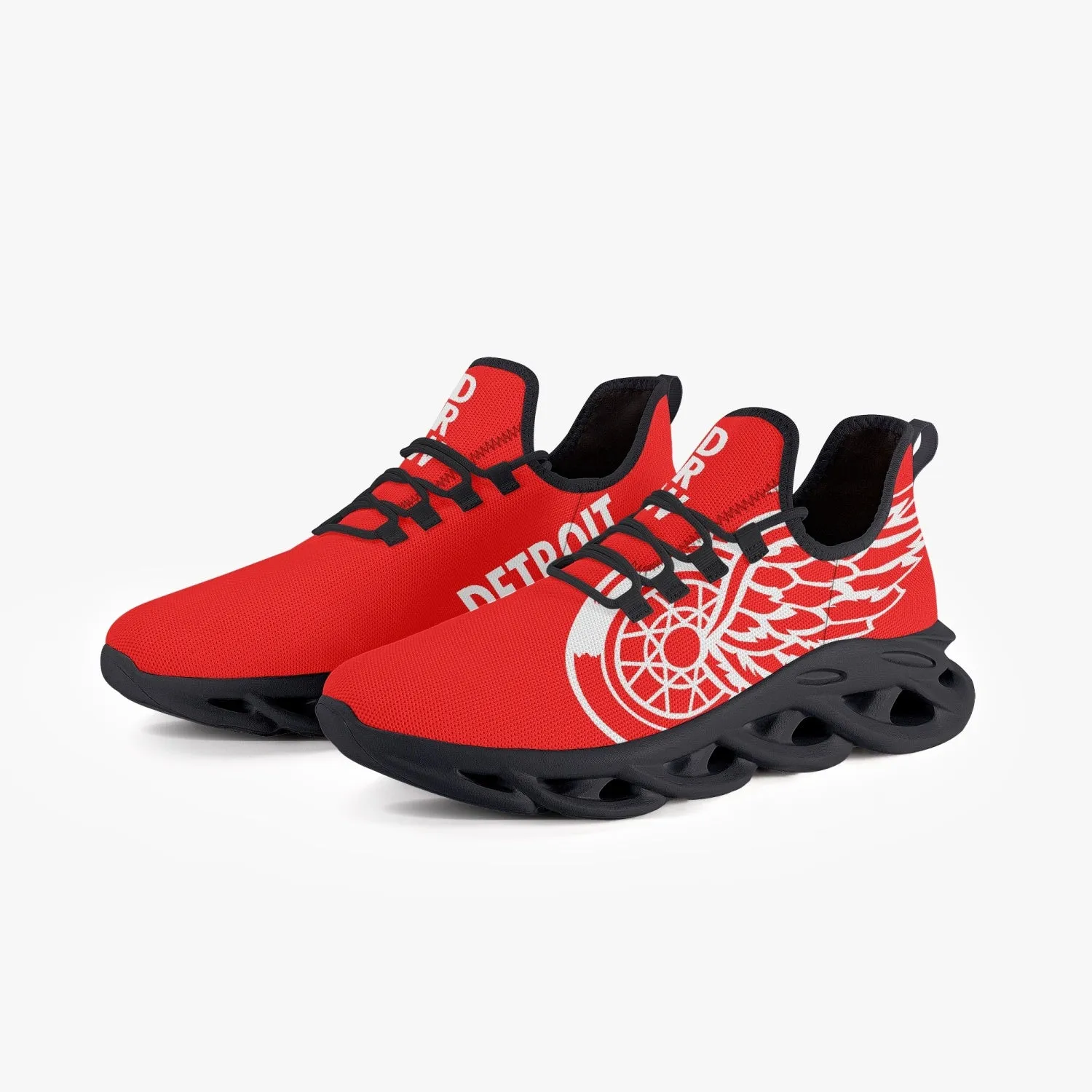 Detroit Hockey Bounce Mesh Knit Sneakers - Black Sole