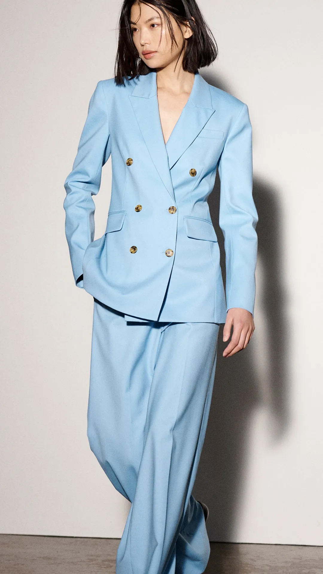 Double-Breasted Blazer in Seasonless Wool | Sky