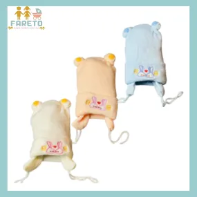 Fareto New Born Baby Super Warm Winter Wollen Cap (Pack of 3)(0-4 months) Colours and designs may vary.