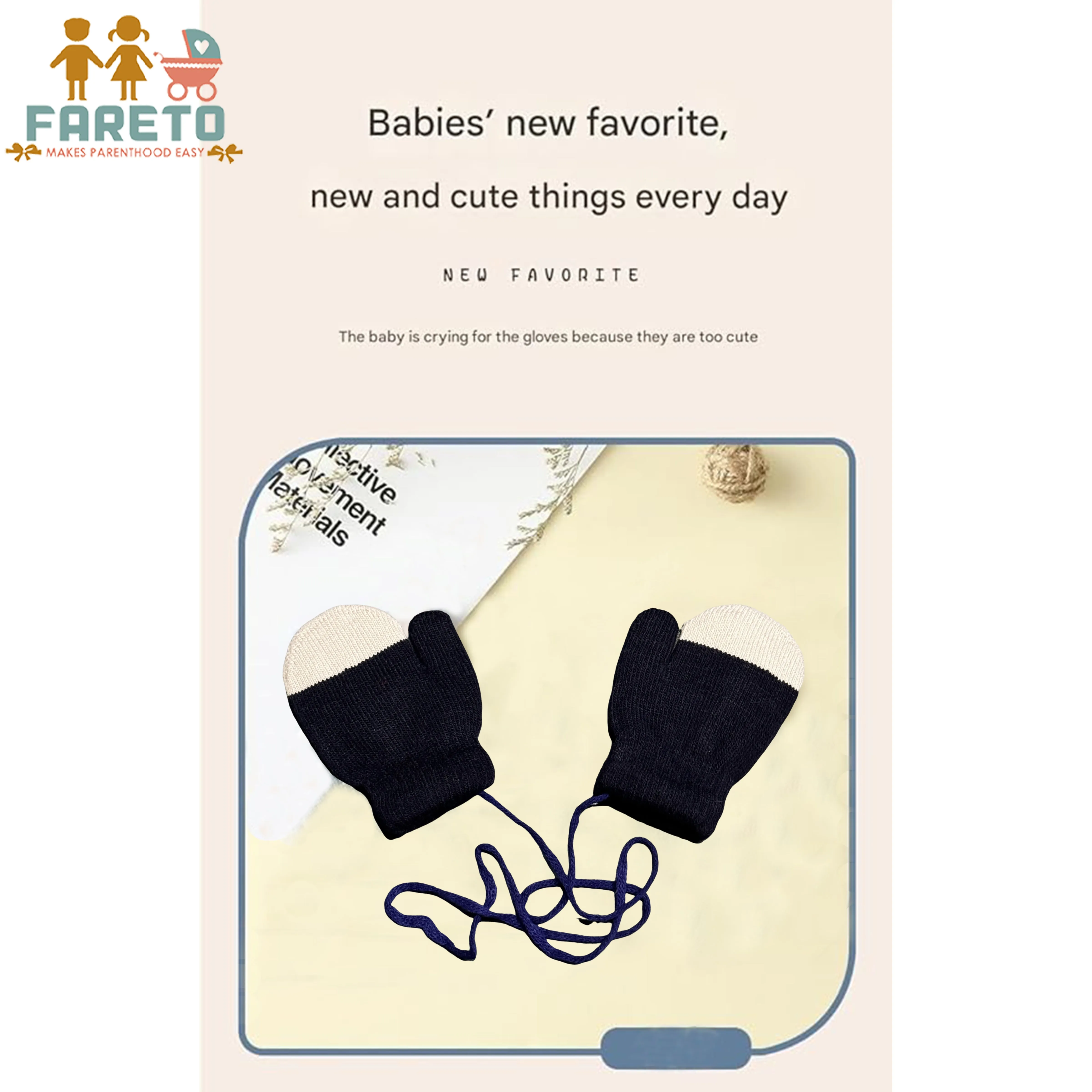 Fareto New Born Baby Winter wollen  Gloves (Pack of 2)( 0-1 Year )