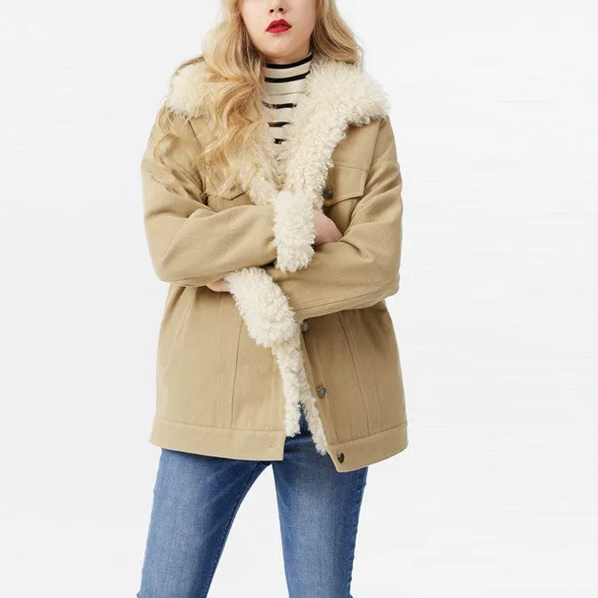 Fashion Loose Single-breasted Warm Jacket