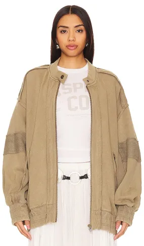 Free People Lou Moto Zip In Olive Stone in Olive