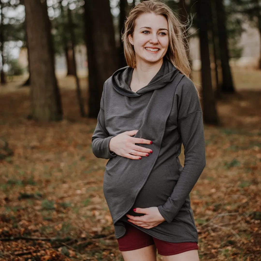 Gianna Nursing Hoodie-Charcoal