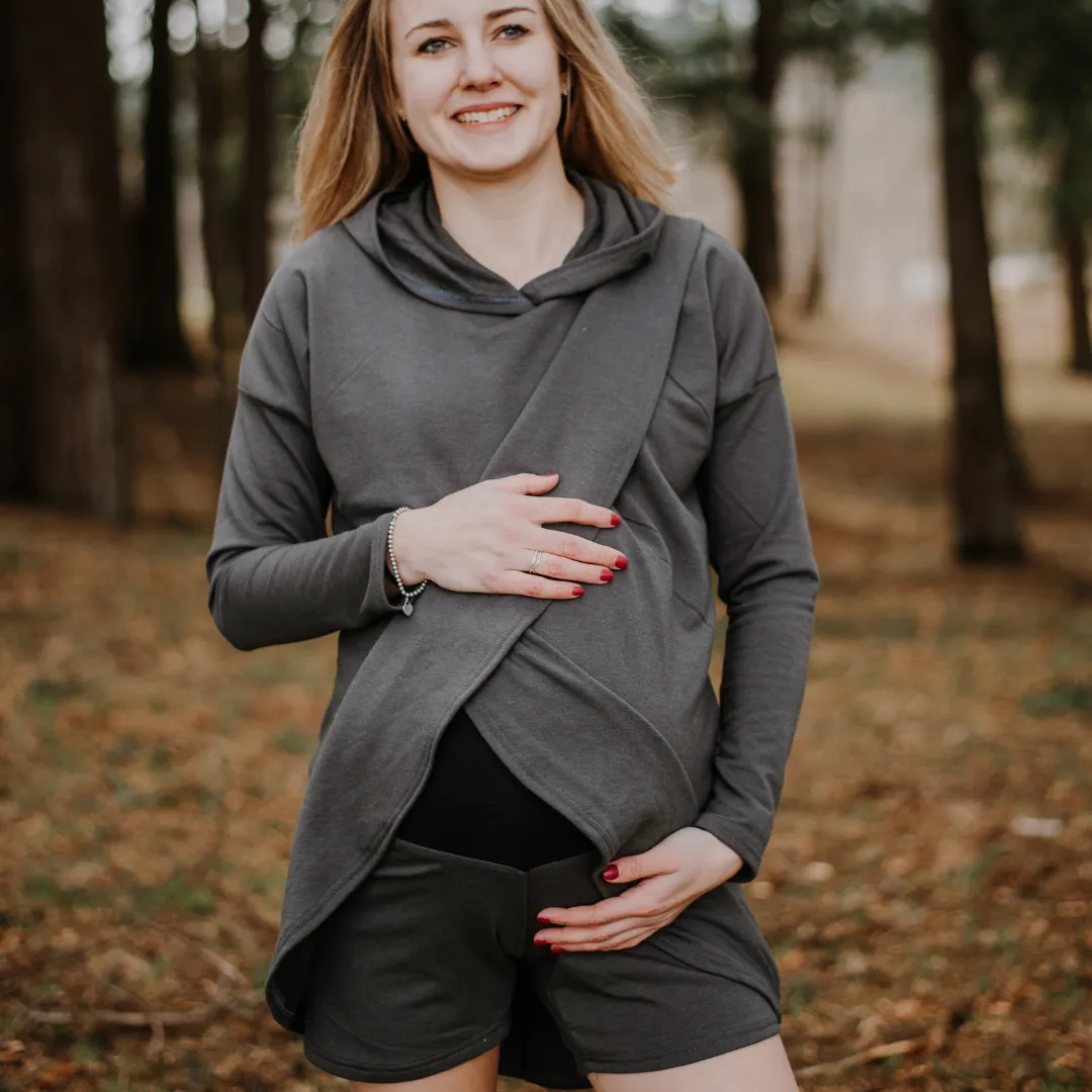 Gianna Nursing Hoodie-Charcoal