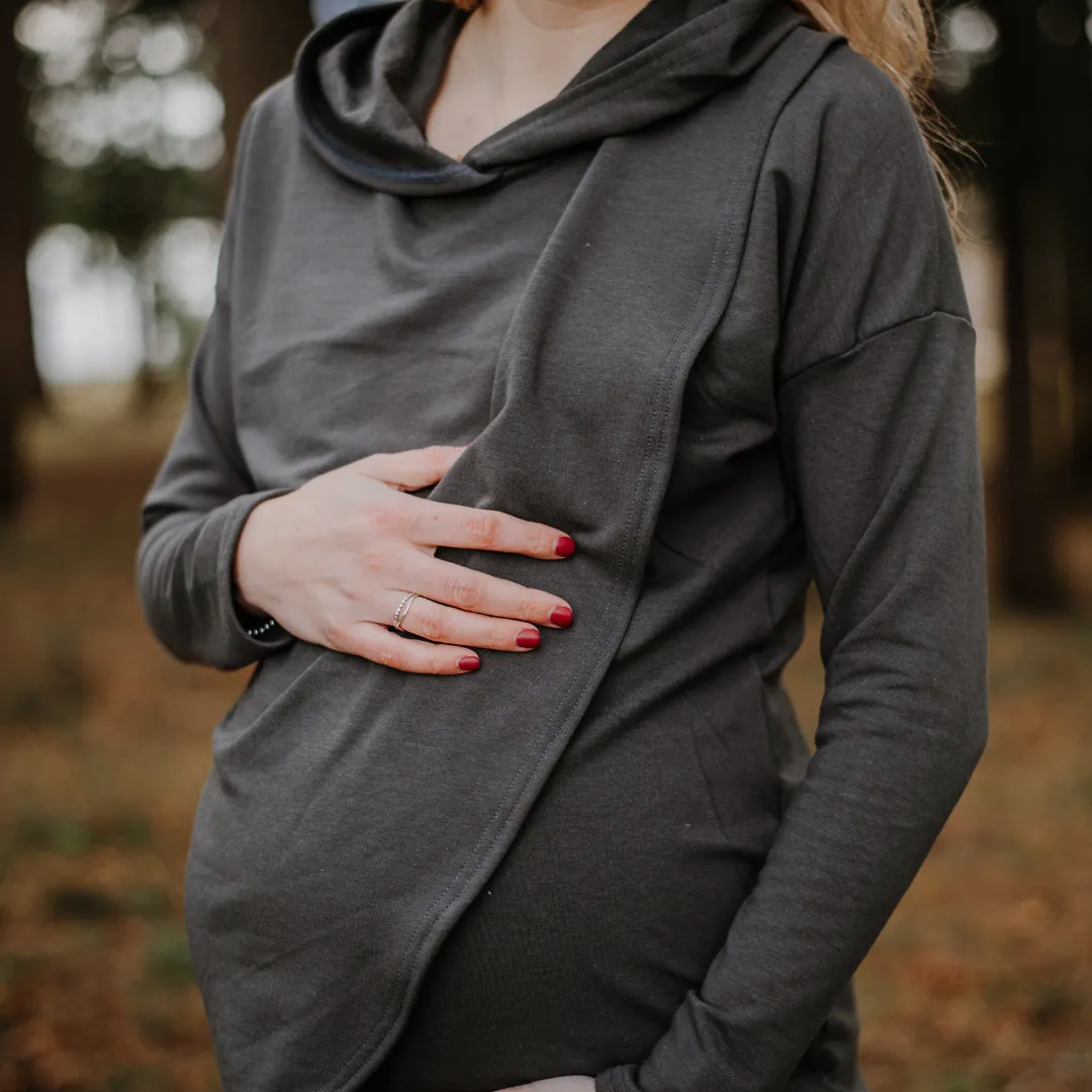 Gianna Nursing Hoodie-Charcoal