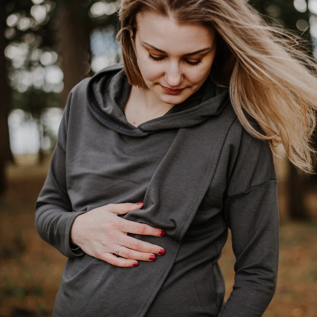 Gianna Nursing Hoodie-Charcoal