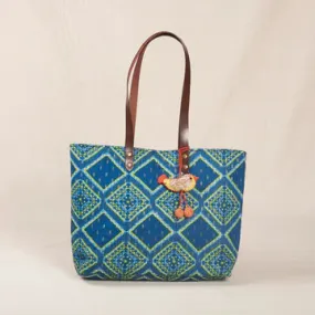 Gopal Tote Bag (Small) - Blue/Green Print