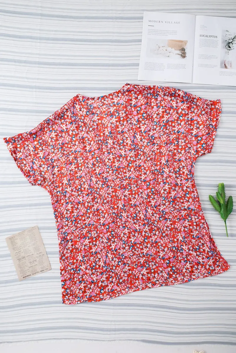 Harmonic Petals Floral V Neck Blouse