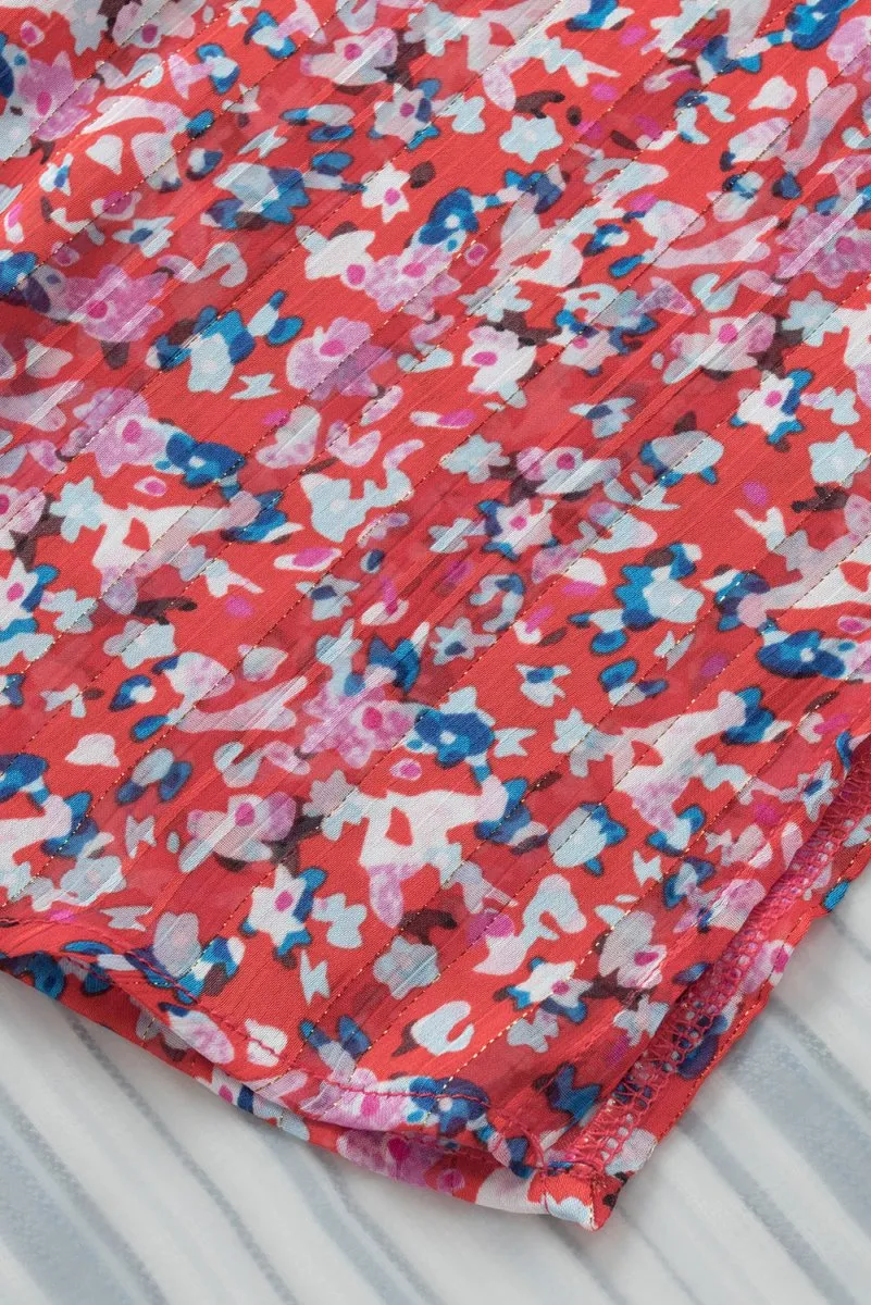 Harmonic Petals Floral V Neck Blouse