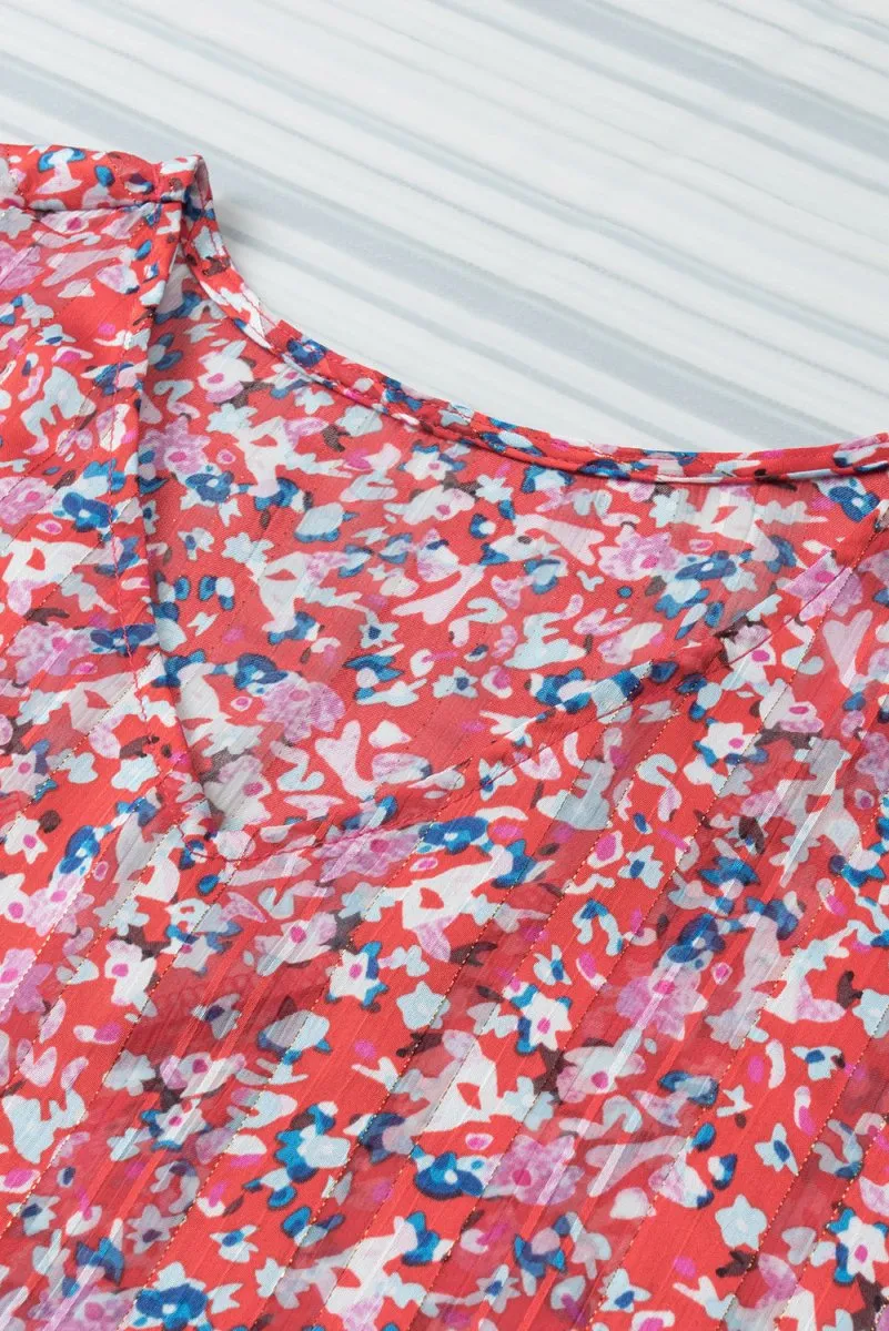 Harmonic Petals Floral V Neck Blouse