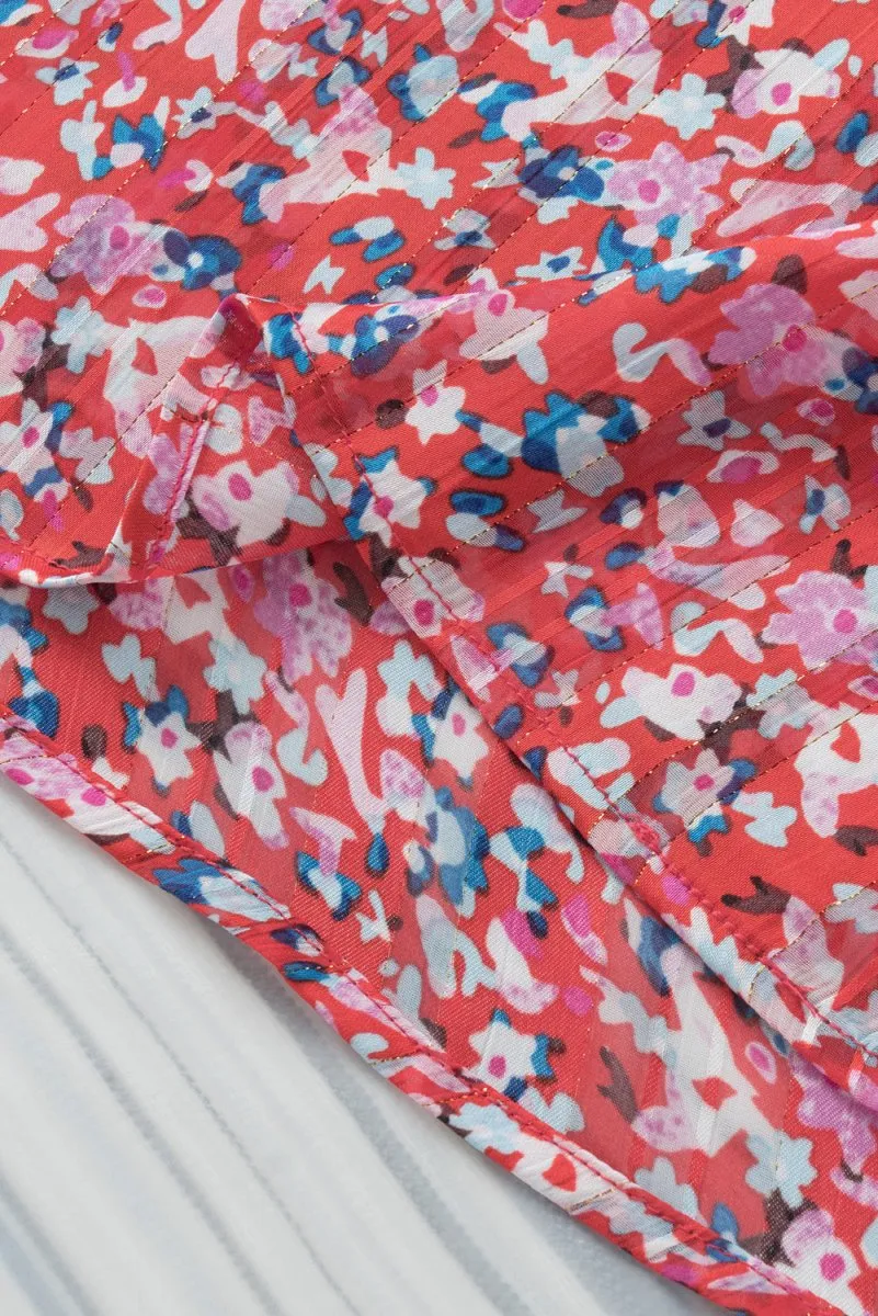 Harmonic Petals Floral V Neck Blouse