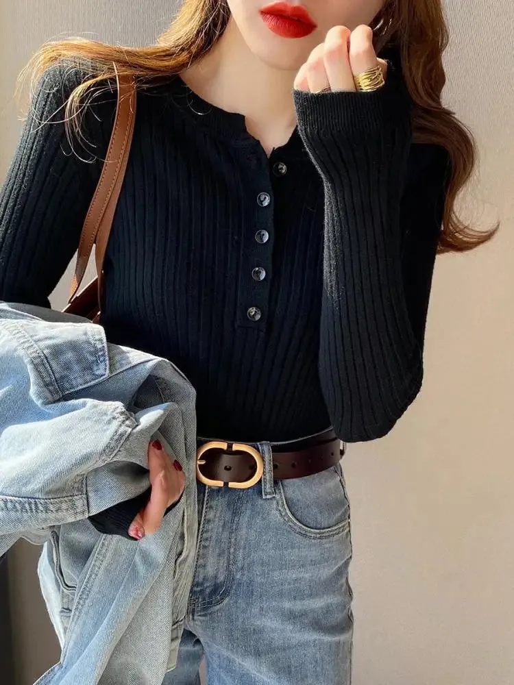 Ivyshape | Bold Striped Knit Sweater for Women