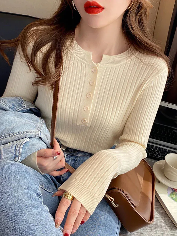 Ivyshape | Bold Striped Knit Sweater for Women