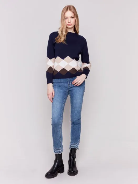 Jacquard Knit Diamond Sweater