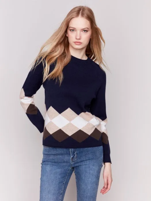 Jacquard Knit Diamond Sweater