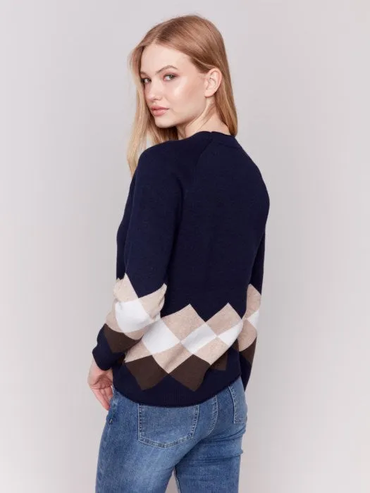 Jacquard Knit Diamond Sweater