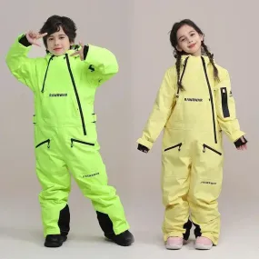 Kids Hooded Outdoor Ski & Snowboard Jumpsuits