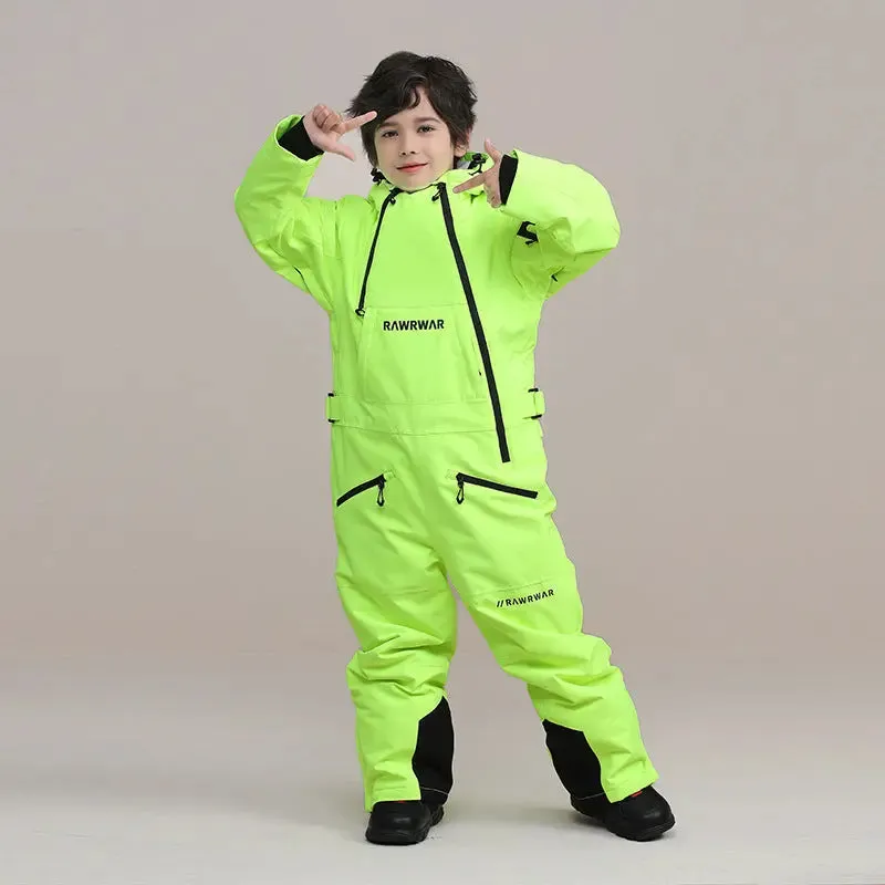 Kids Hooded Outdoor Ski & Snowboard Jumpsuits