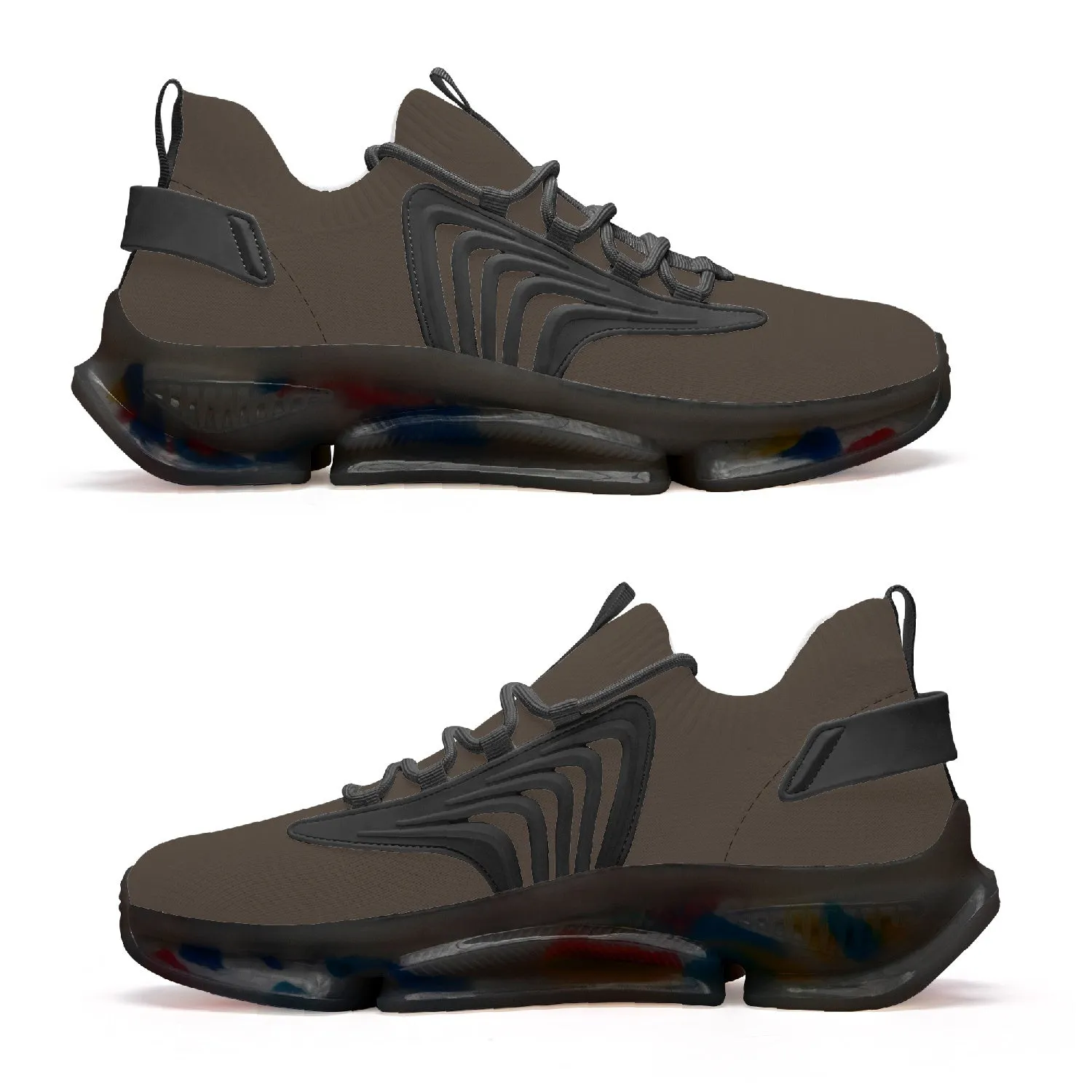 Lava Brown Wing-Style Mesh Knit Sneakers