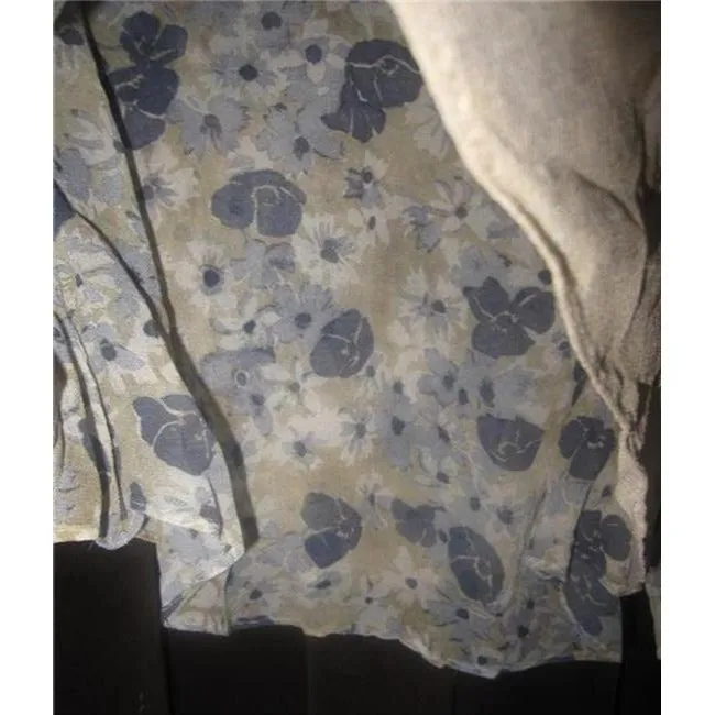 Max Mara Grey And Blue Floral Print Silk Vintage Blouse