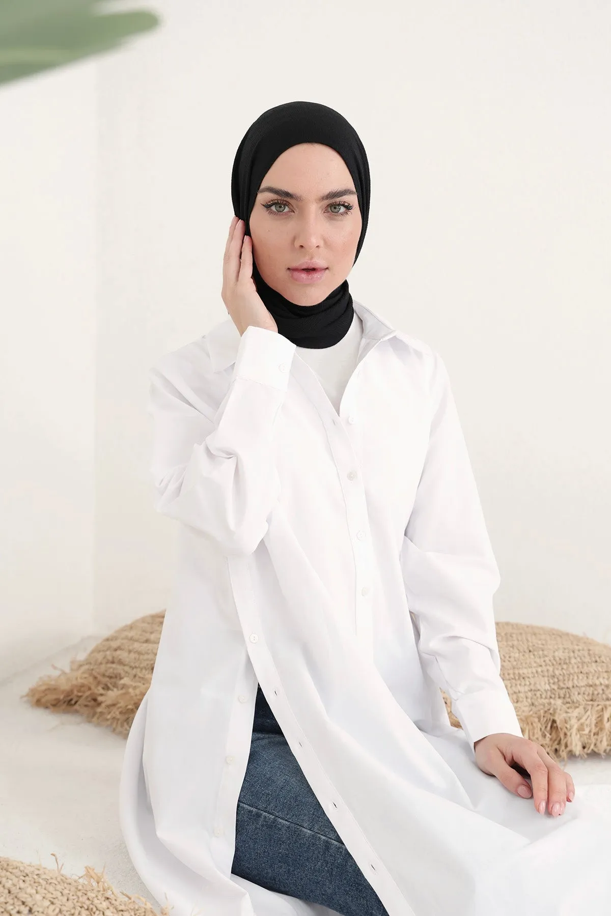 Maxi Shirt With Slits - White