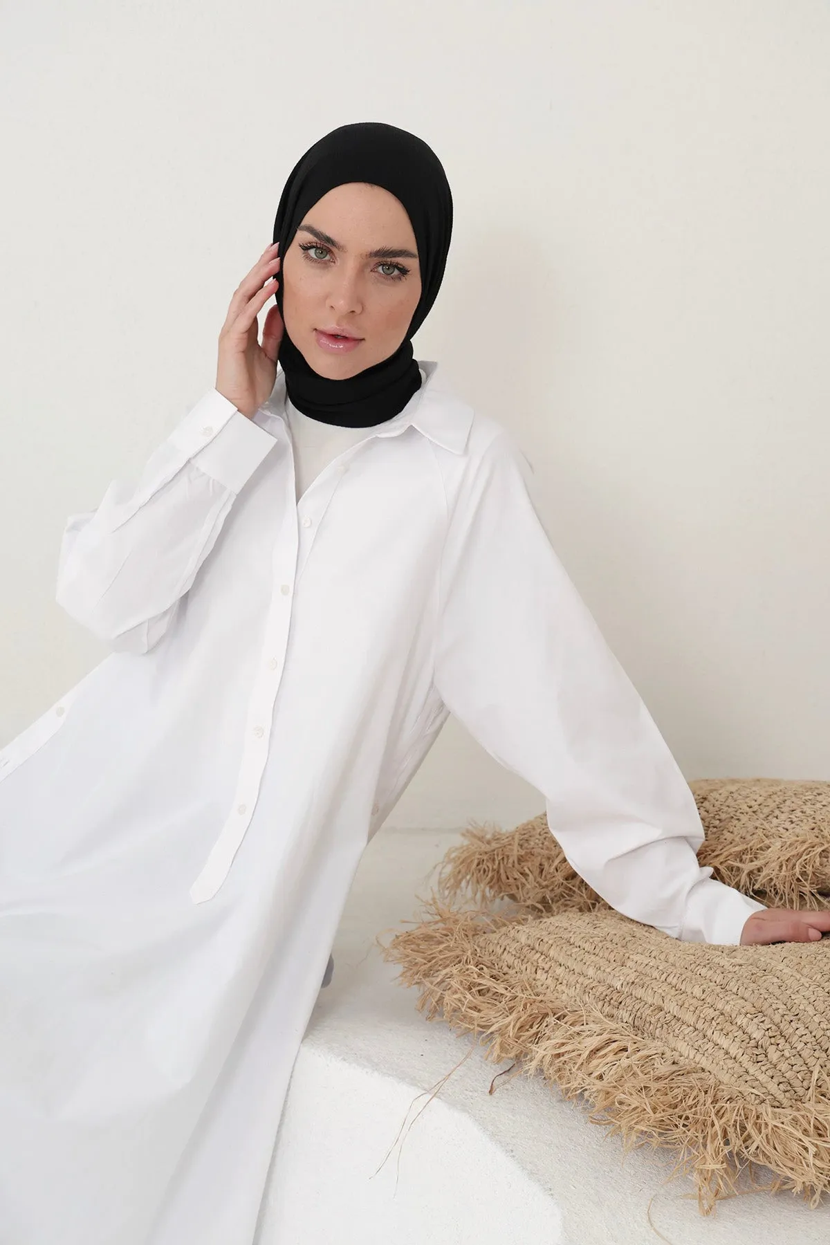 Maxi Shirt With Slits - White