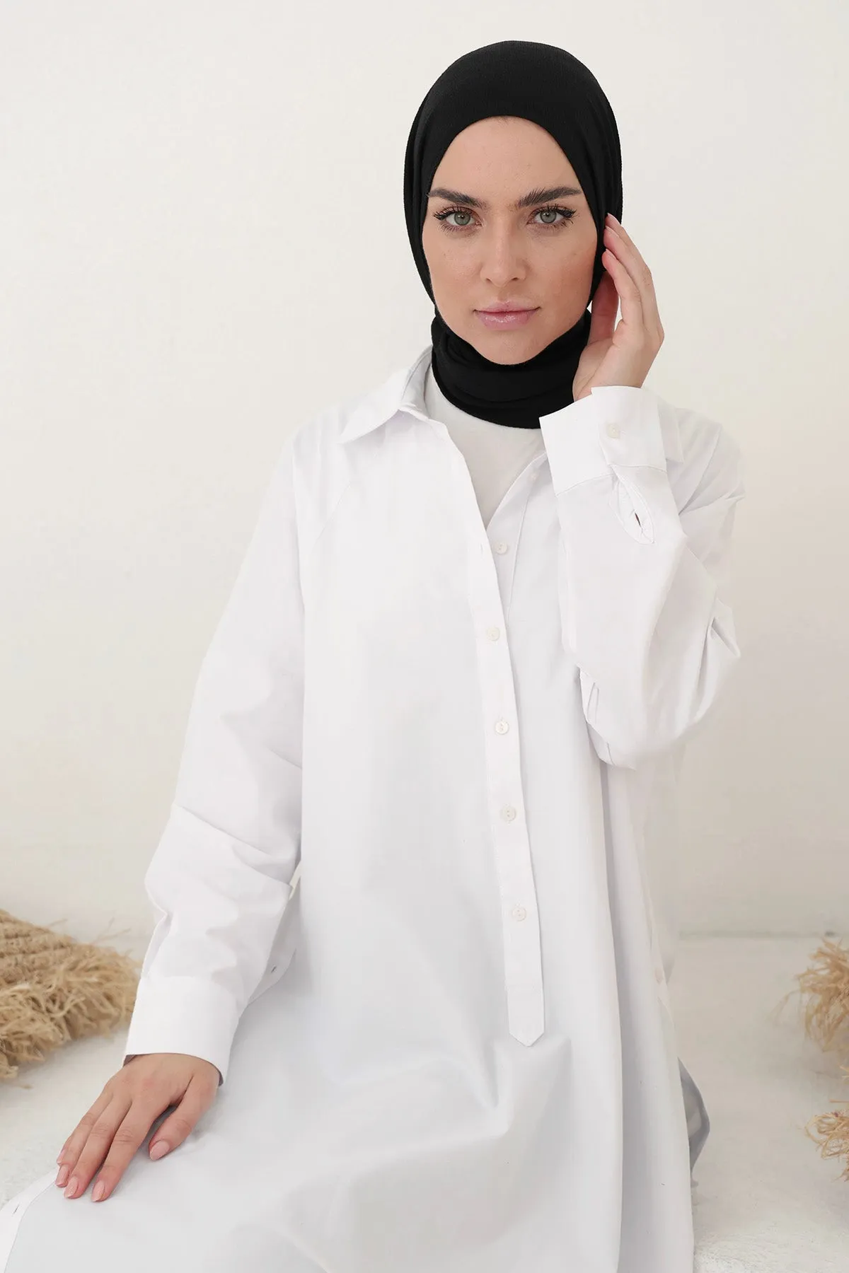 Maxi Shirt With Slits - White