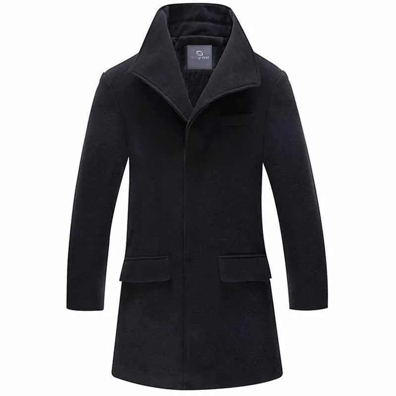 Men's Long Warm Single Breasted Winter Overcoat