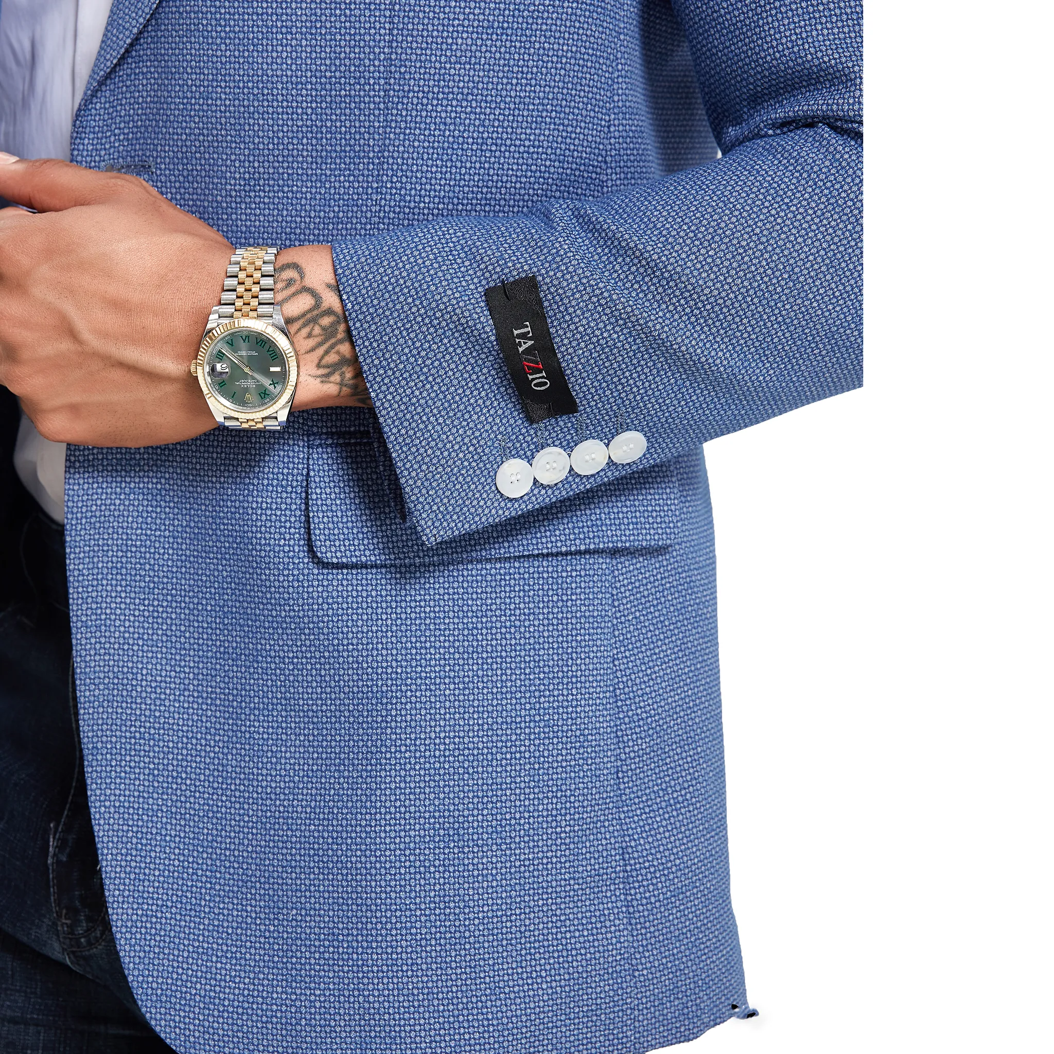 Men's Slim-Fit Light Blue Textured Blazer