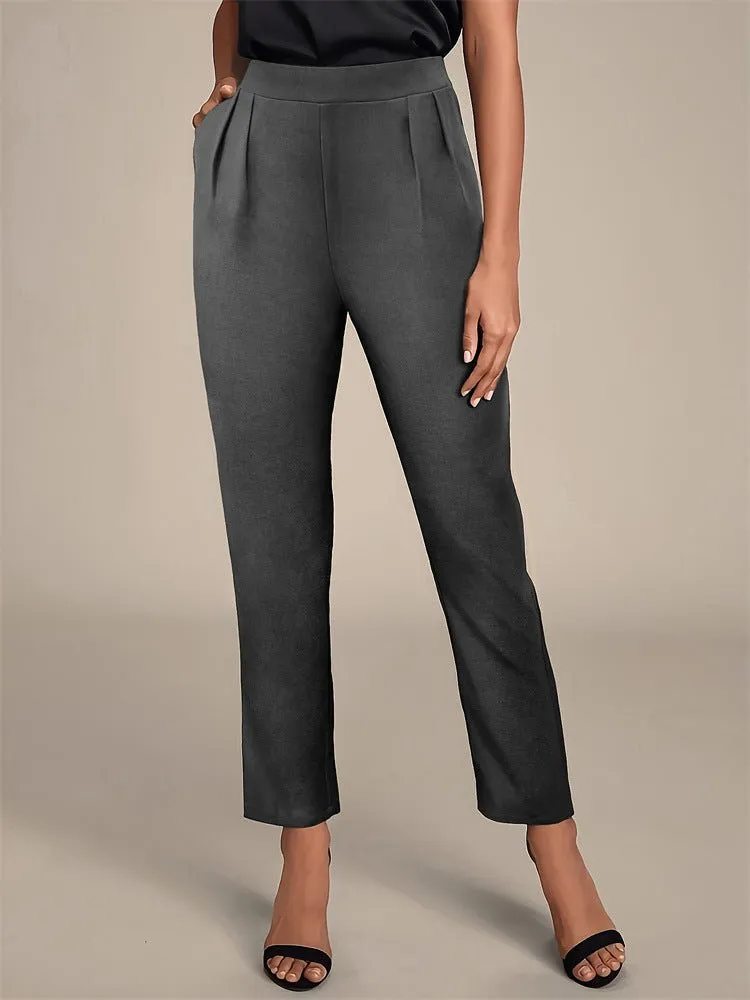 New elegant versatile elastic waist pocket suit pants