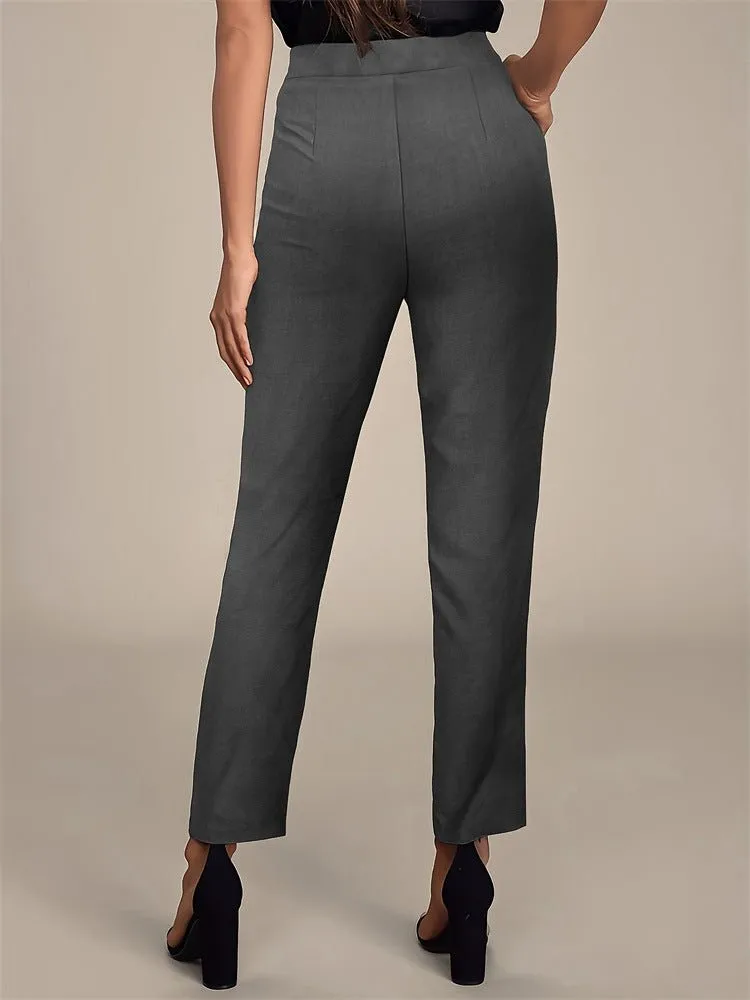 New elegant versatile elastic waist pocket suit pants