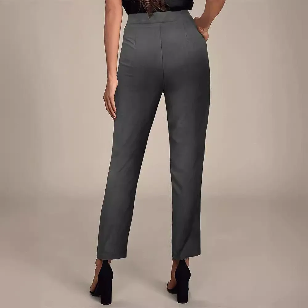 New elegant versatile elastic waist pocket suit pants