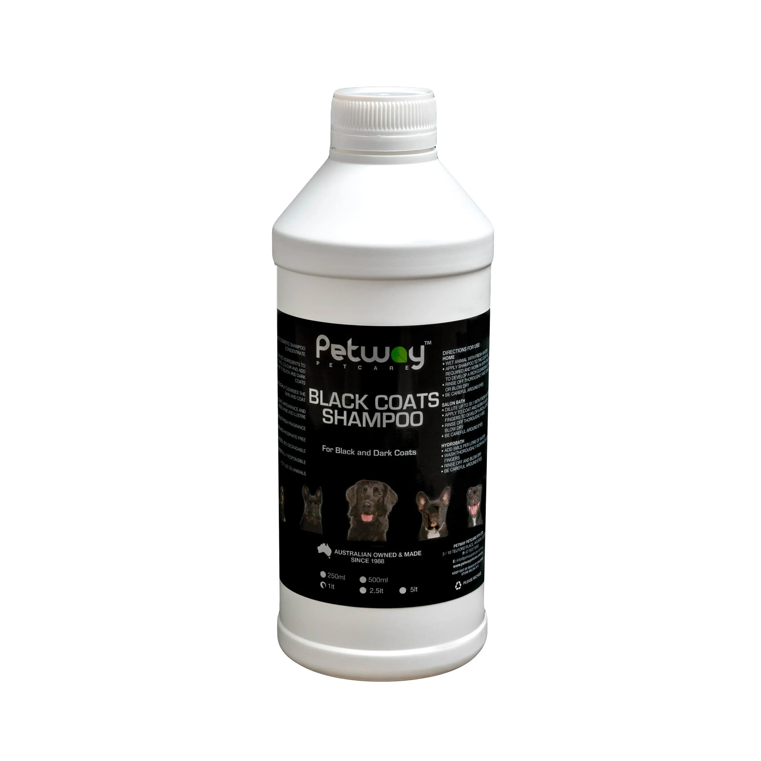 Petway Petcare Black Coats Shampoo - Assorted Sizes (WH)
