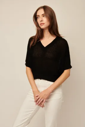 Piper Short Sleeve Knit V-Neck Pullover