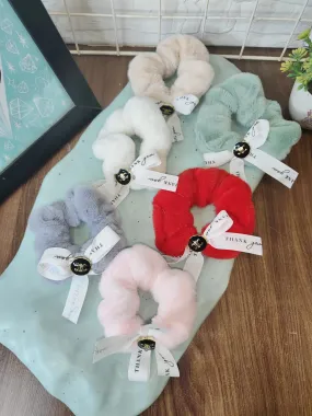 Premium woolen bow charm scrunchies