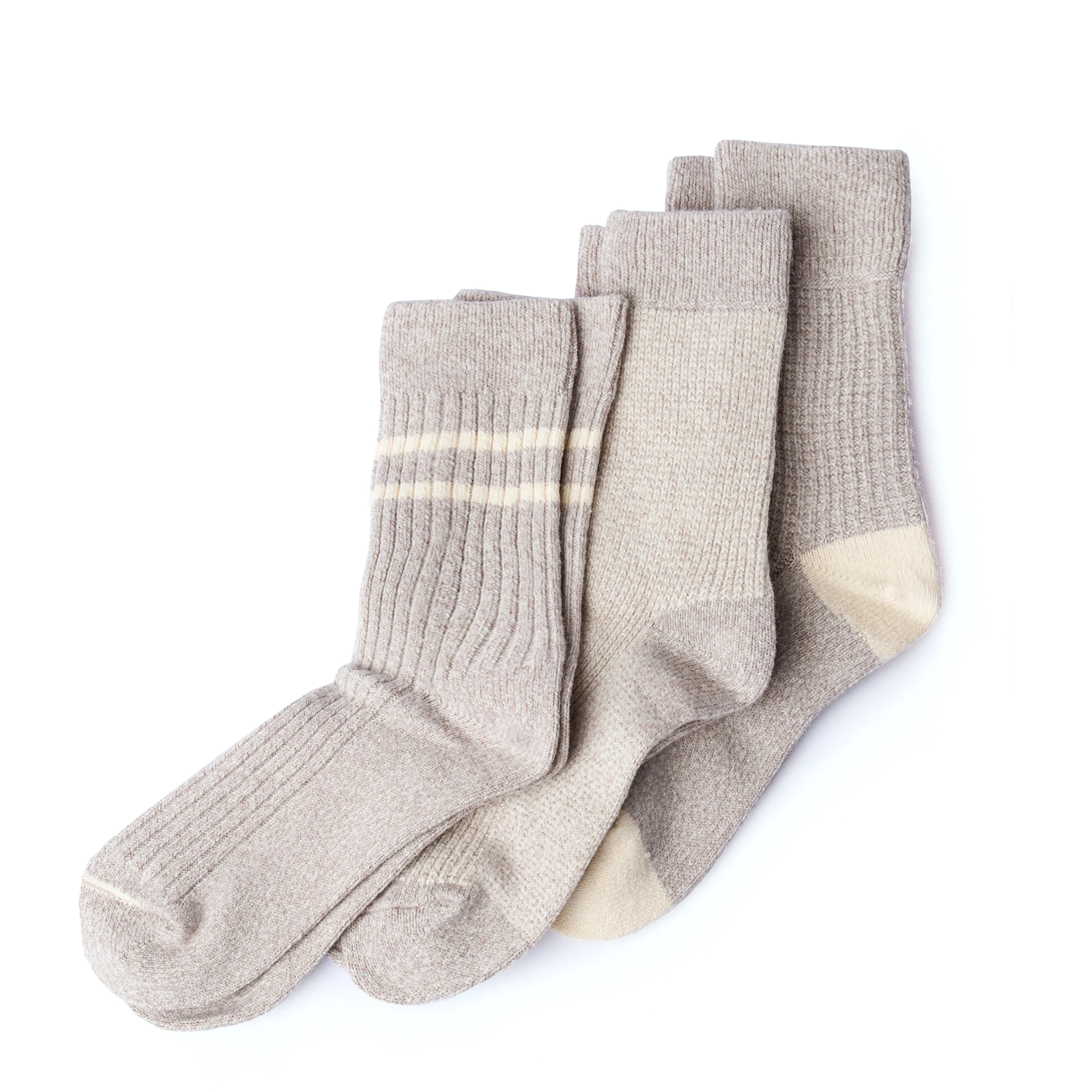 Rototo Recycle Cotton / Wool Daily 3 Pack Socks Gray / Off White