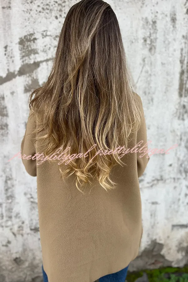 Solid Color Casual Lapel Long Sleeve Loose Woolen Jacket